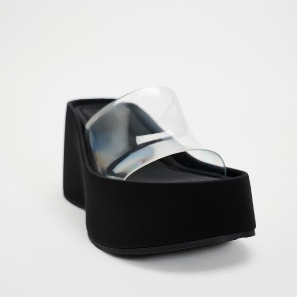 Zara VINYL WEDGE SANDALS - Picture 6 of 7